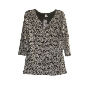 BRITTANY BLACK Women’s Top Black & White Size Small‎ 3/4 Length Sleeves New